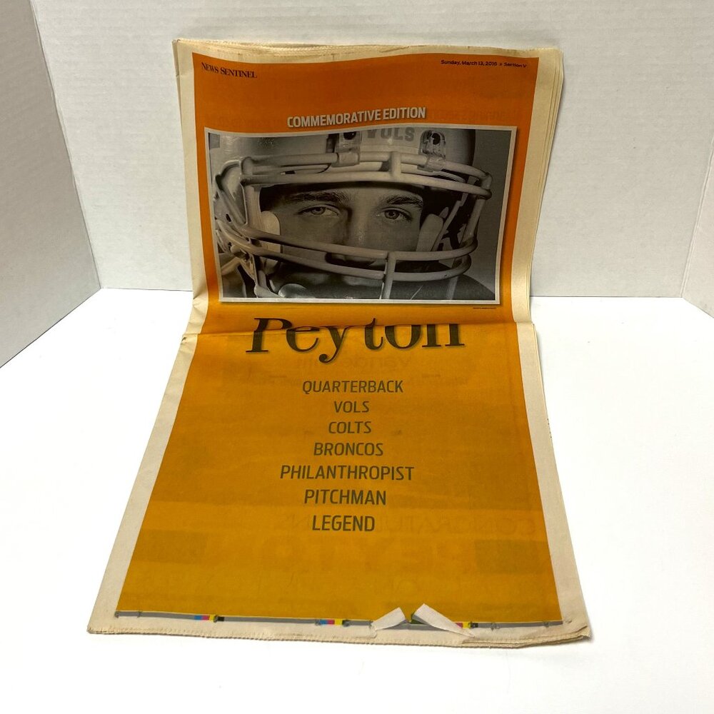March 13, 2016 Knoxville News Sentinel Peyton Manning Commemorative Edition